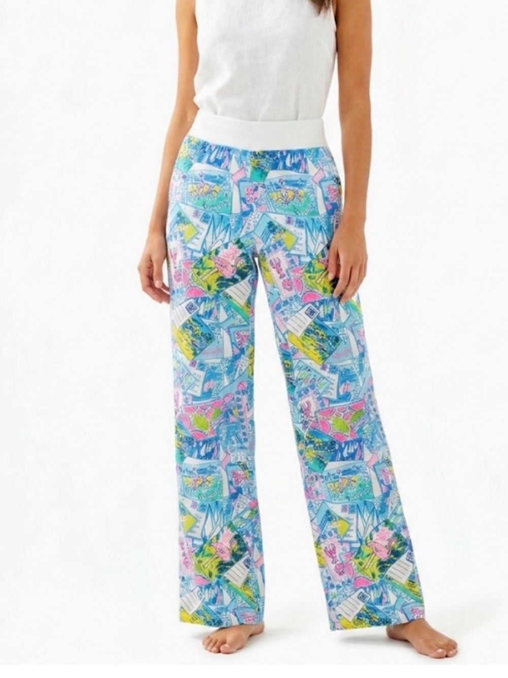 Lilly Pulitzer Beach Palazzo Wish You Were Here Linen Pants XXS NEW